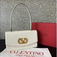 Best Price Valentino Vain Shoulder Bag With Handle In Shiny Calfskin Leather 2017 White 2025