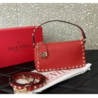 Luxury Cheap Valentino Small Rockstud Crossbody Bag in Grainy Calfskin VLTN0311 Red 2025