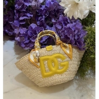 Original Cheap Dolce&Gabbana Small Straw Shopper Bag 2828 Yellow 2025