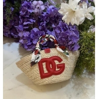 Luxury Cheap Dolce&Gabbana Small Straw Shopper Bag 2828 Red 2025