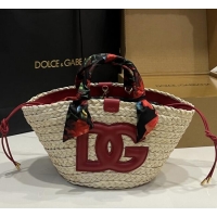 Well Crafted Dolce&Gabbana Small Straw Shopper Bag 2828 Deep Red 2025