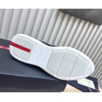 Big Discount Prada Men's America's Cup Bike Patent Leather and Fabric Sneakers Navy Blue 2025 3E6420 1027124