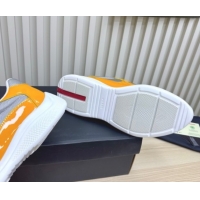 Good Product Prada Men's America's Cup Bike Patent Leather and Fabric Sneakers Yellow 2025 3E6420 1027125