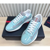 Sophisticated Prada Men's America's Cup Bike Patent Leather and Fabric Sneakers Blue 2025 3E6420 1027126