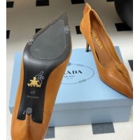 Purchase Prada Antiqued leather pumps 8.5cm with edges Brown 2025 1I194O 1027128