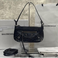 Well Crafted Balenciaga Le City Pouch Bag On Strap in Arena Storico Lambskin 0904 Black 2025