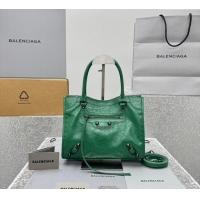 Top Design Balenciaga Le City Tote Bag Small in Arena Storico Lambskin 1029 Green 2025
