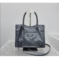 Luxury Discount Balenciaga Le City Tote Bag Small in Arena Storico Lambskin 1029 Grey 2025