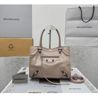 Top Quality Balenciaga Le City Tote Bag Small in Arena Storico Lambskin Sesame 1029 Beige 2025