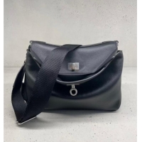 Pretty Style Balenciaga Men's Rodeo Messenger Bag in black smooth calfskin, aged-silver hardware B0116 2025