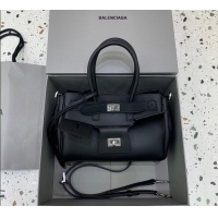 Good Taste Balenciaga Bel Air Carry All Tote Bag Mini in smooth calfskin, aged-silver hardware 11120 Black 2025