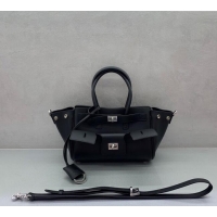 Good Taste Balenciaga Bel Air Carry All Tote Bag Mini in smooth calfskin, aged-silver hardware 11120 Black 2025