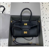 Top Quality Balenciaga Bel Air Carry All Tote Bag Mini in smooth calfskin, aged-gold hardware 11120 Black 2025
