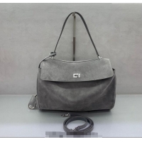 Promotional Balenciaga Rodeo Medium Handbag in suede And aged-silver hardware 78972 Grey 2025