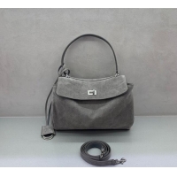 Grade Design Balenciaga Rodeo Small Handbag in suede And aged-silver hardware 78972 Grey 2025