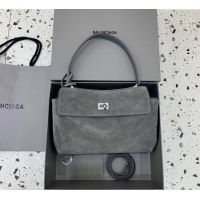 Grade Design Balenciaga Rodeo Small Handbag in suede And aged-silver hardware 78972 Grey 2025