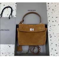 Well Crafted Balenciaga Rodeo Mini Handbag in suede And aged-silver hardware 78972 Camel 2025