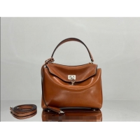 Top Quality Balenciaga Rodeo Mini Handbag in smooth calfskin, aged-silver hardware 78972 tan brown 2025