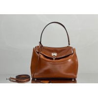 Well Crafted Balenciaga Rodeo Small Handbag in smooth calfskin And aged-silver hardware 78972 tan brown 2025