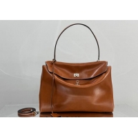 ​Top Design Balenciaga Rodeo Large Handbag in smooth calfskin With aged-silver hardware 78972 tan brown 2025