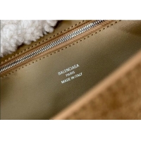 Shop Best Balenciaga Rodeo Large Handbag in suede and white fleecel With aged-silver hardware 78972 brown 2025