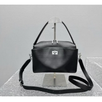 Unique Grade Balenciaga Mens Rodeo Camera Bag in smooth calfskin, aged-silver hardware 20134 black 2025