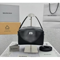 Unique Grade Balenciaga Mens Rodeo Camera Bag in smooth calfskin, aged-silver hardware 20134 black 2025