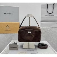 Discount Balenciaga Mens Rodeo Camera Bag in suede With aged-silver hardware 20135 Brown 2025