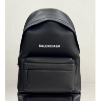 New Fashion Balenciaga Everyday Backpack Bag in Litchee Grained Leather 4105A Black 2025