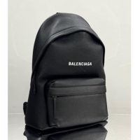 New Fashion Balenciaga Everyday Backpack Bag in Litchee Grained Leather 4105A Black 2025