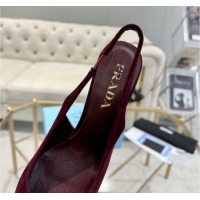 Sophisticated Prada Suede Slingback Pumps 7.5cm Burgundy 2025 1I901M 1027136
