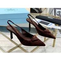 Best Price Prada Suede Slingback Pumps 7.5cm Light Coffee 1027137