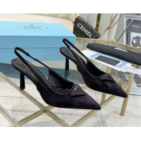 Purchase Prada Suede Slingback Pumps 7.5cm Dark Coffee 2025 1I901M 1027138