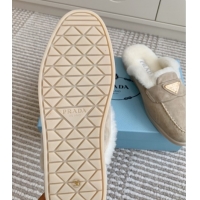 Stylish Prada Suede and Shearling Mules P112001 Beige 2025 (Women and Men)