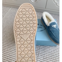 Good Product Prada Suede and Shearling Loafers P112008 Blue 2025
