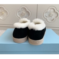 Luxury Cheap Prada Suede and Shearling Loafers P112010 Black 2025
