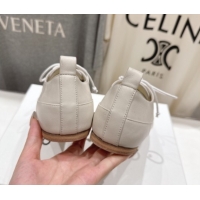 Purchase Celine Lise Perforated Triomphe Richelieu Laced-up Shoes in Calfskin Leather White 1024026