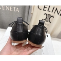 Best Grade Celine Lise Perforated Triomphe Richelieu Laced-up Shoes in Calfskin Leather Black 1024028