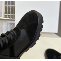 Best Price Celine Margaret Laced-up Ankle Boots in Nylon and Suede Black 1024029