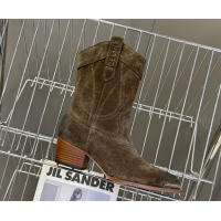 Top Grade Celine Suede Heel Ankle Boots 5cm Green 2025 CE102401 1024033