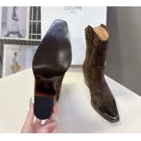 Top Grade Celine Suede Heel Ankle Boots 5cm Green 2025 CE102401 1024033