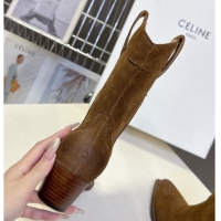 Unique Style Celine Suede Heel Ankle Boots 5cm Brown 2025 CE102401 1024035