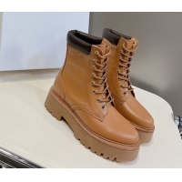 Charming Celine Laced-up Platform Ankle Boots 5cm in Calfskin Leather Brown 2025 CE102402 1024043