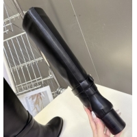 Top Design Celine Garance Heel High Boots 6cm in Calfskin Leather with Triomphe Logo Strap Black 1024049