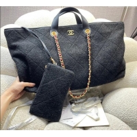 Grade Design Chanel Wool Maxi Shopping Bag AS5853 Black 2025