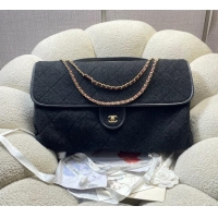 Top Grade Chanel Wool Maxi Flap Bag with Top Handle AS5852 Black 2025