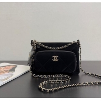 Promotional Chanel Velvet-Effect Nylon Clutch with Chain AP4771 Black 2025