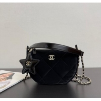 New Fashion Chanel Velvet-Effect Nylon Clutch with Chain AP4791 Black 2025