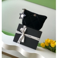 Best Price Chanel Velvet-Effect Nylon Small Zipped Case AP4847 Black 2025