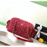 Affordable Price Chanel Tweed Bowling Bag AS5791 Red 2025
